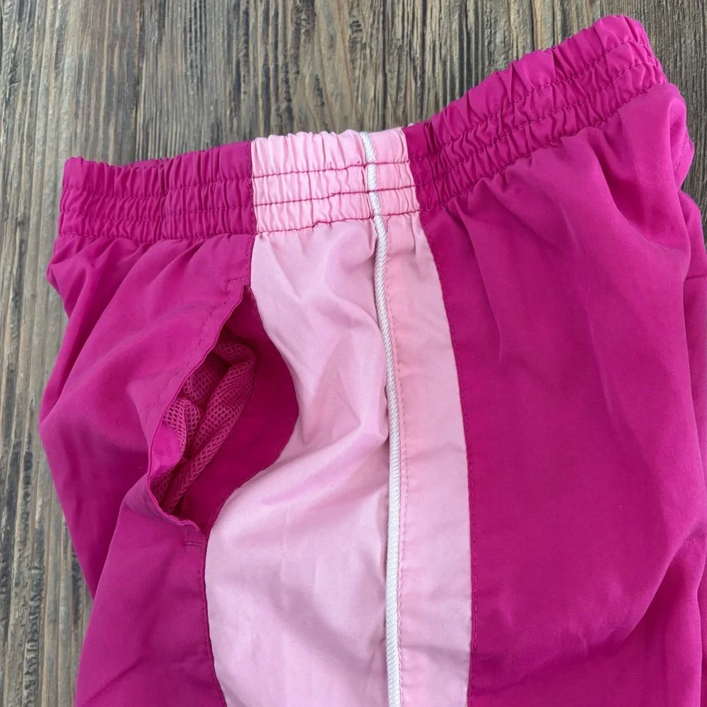 Y2K 2009 Nike Track Pants Girls 6 Pink Side Stripe Windbreaker Embroidered Logo - Picture 12 of 15